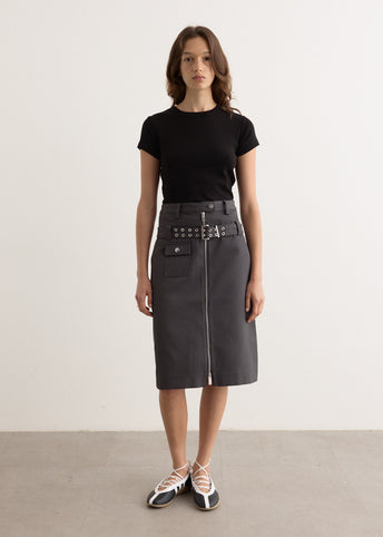 Heavy Twill Midi Skirt
