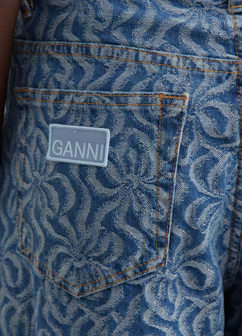Jacquard Denim Wide Pants