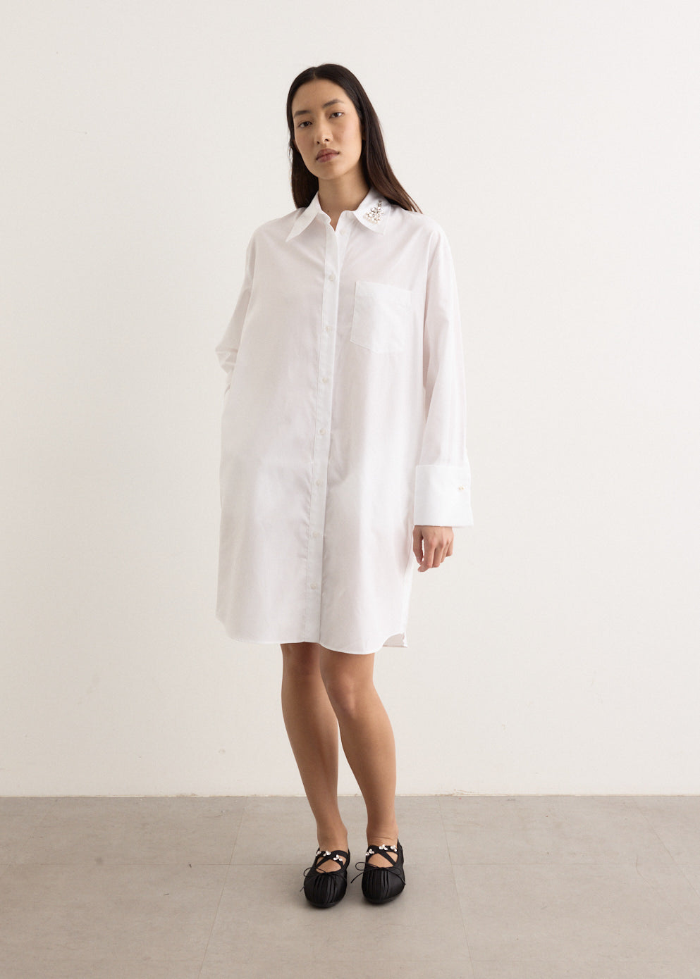 Long Masculine Button Placket Shirt
