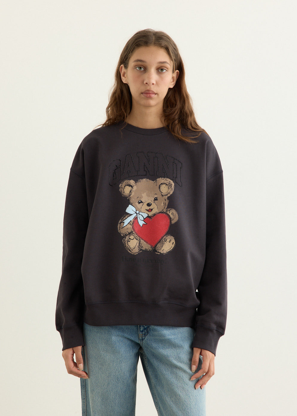 Isoli Bear with Rhinestone Crewneck Sweatshirt