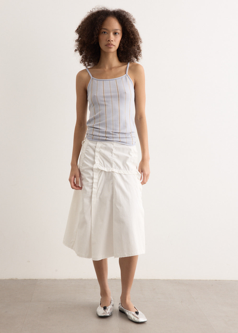 Raw Cut Shirring Skirt