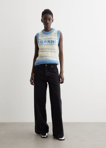 Graphic Lambswool Cropped O-Neck Vest
