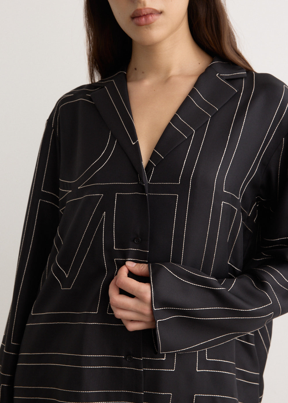 Monogram Silk Pj Top