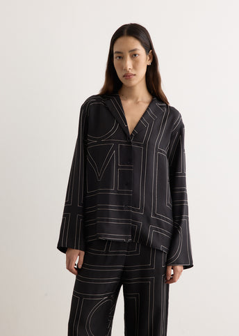 Monogram Silk Pj Top
