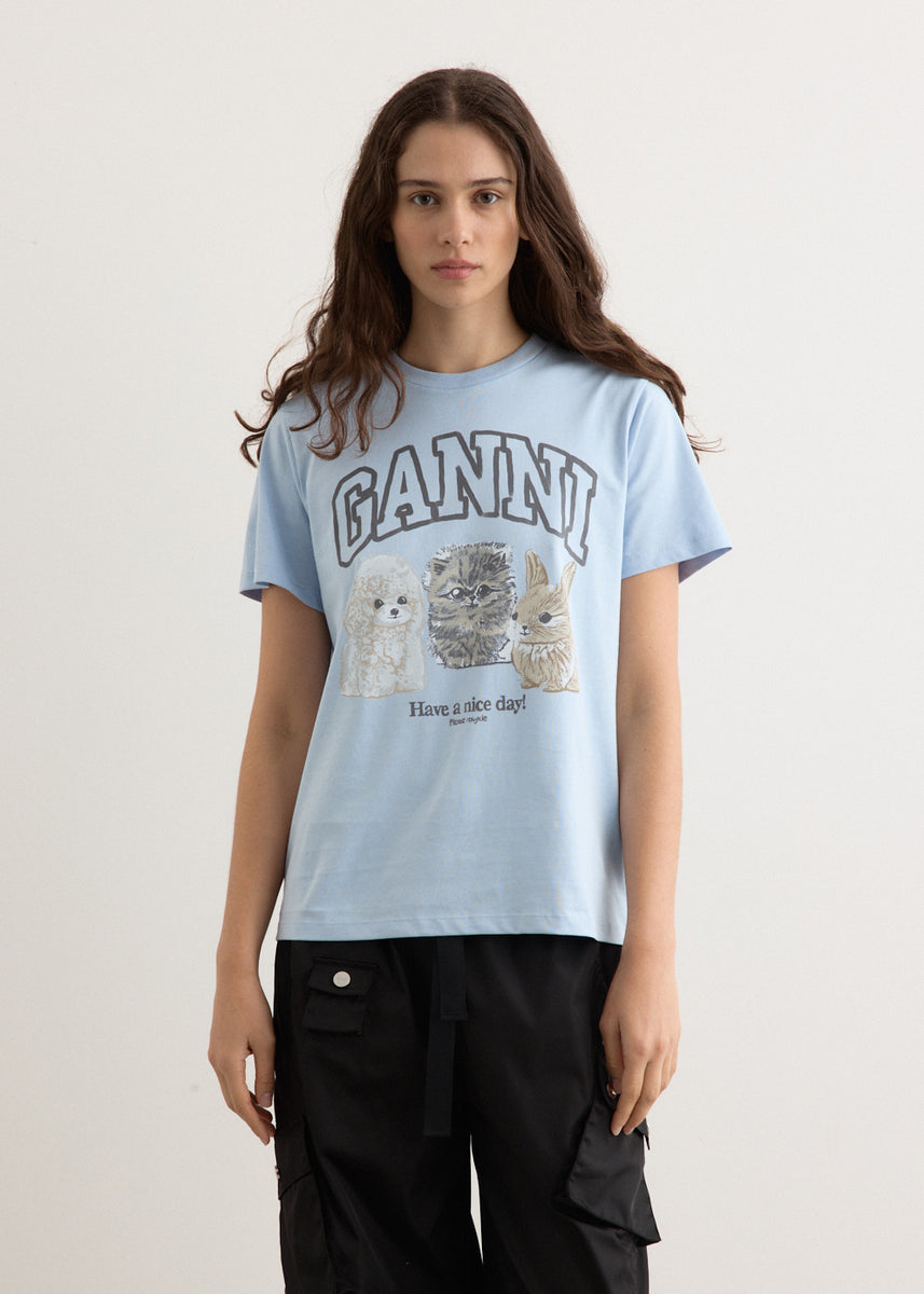 Basic Cotton Jersey Animals Relaxed T-Shirt