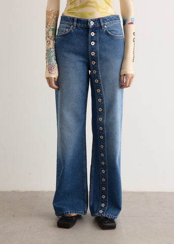 Denim Jeans with Button Details