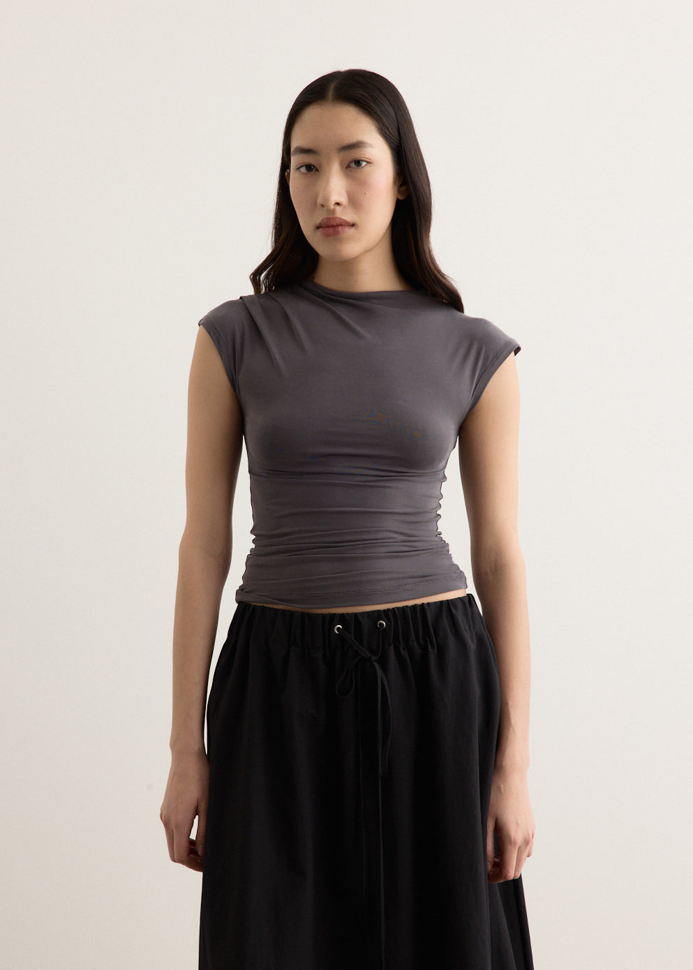 Agent Cap Sleeve Gathered Top