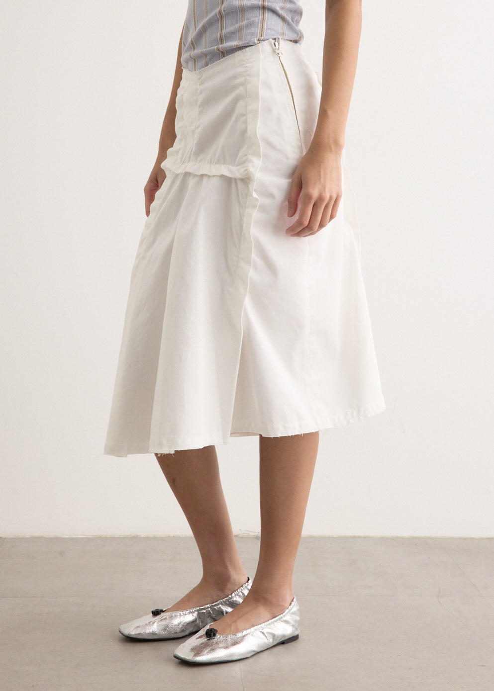 Raw Cut Shirring Skirt