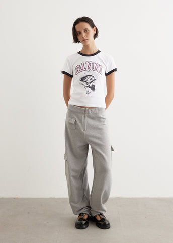 パンツ Ganni Curved Gray Heavy Terry Trousers Paloma Melange Grey Heavy Terry Curved Pants | GANNI US