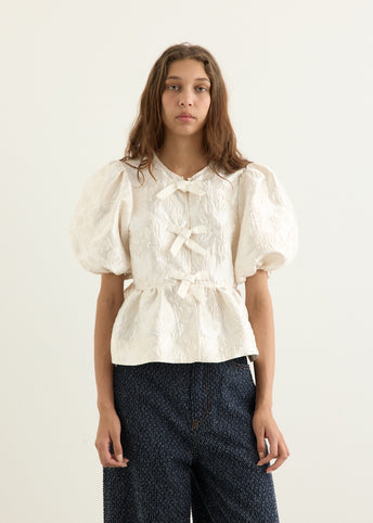 Satin Cloque Peplum Blouse