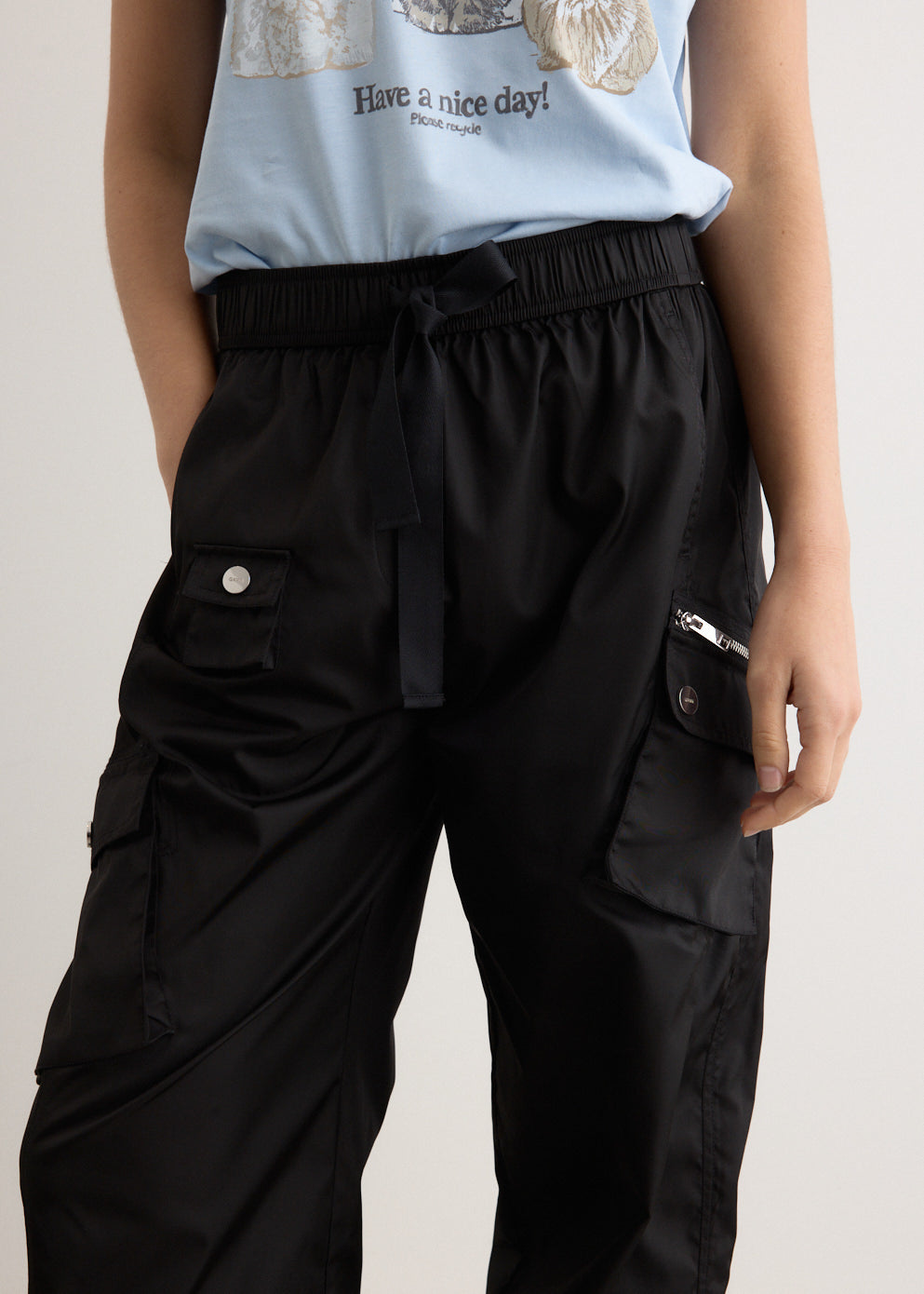 Duchesse Nylon Oversized Elasticated Pants