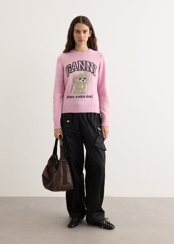 Graphic Wool Mix Poodle Crewneck