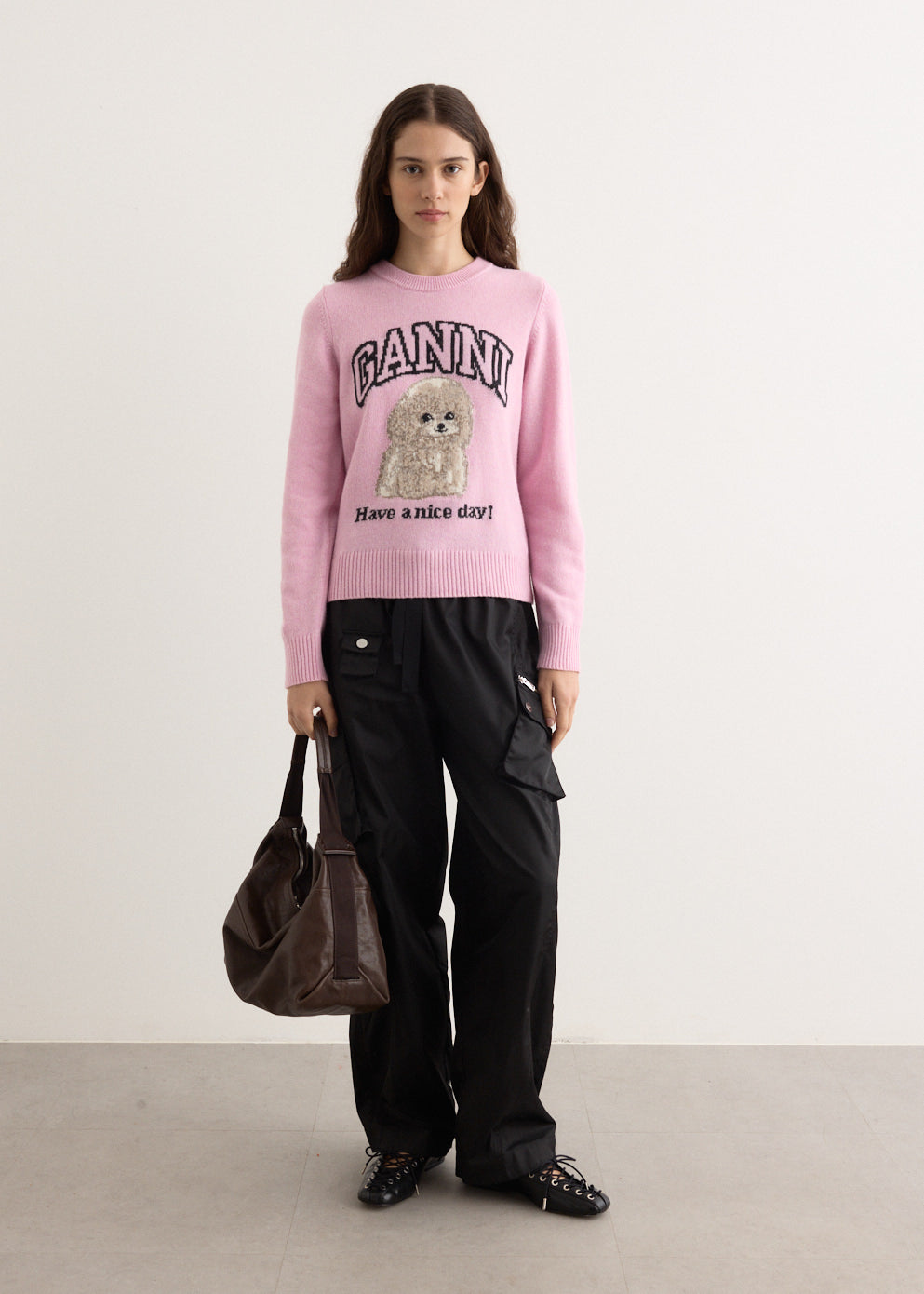 Graphic Wool Mix Poodle Crewneck