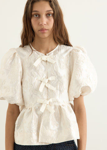 Satin Cloque Peplum Blouse