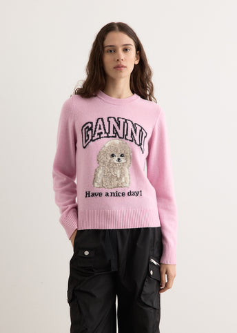 Graphic Wool Mix Poodle Crewneck