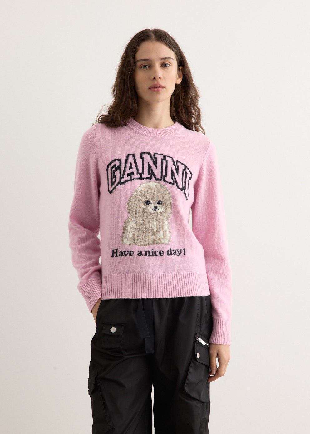 Graphic Wool Mix Poodle Crewneck