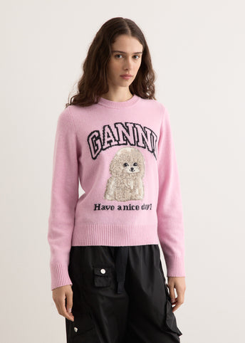 Graphic Wool Mix Poodle Crewneck