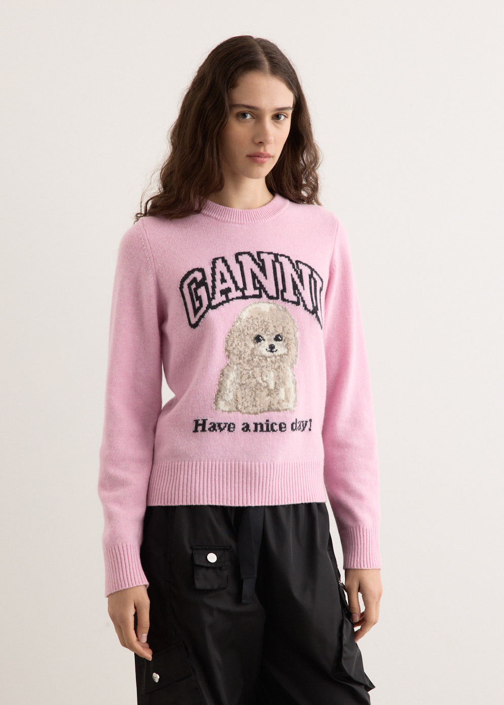 Graphic Wool Mix Poodle Crewneck