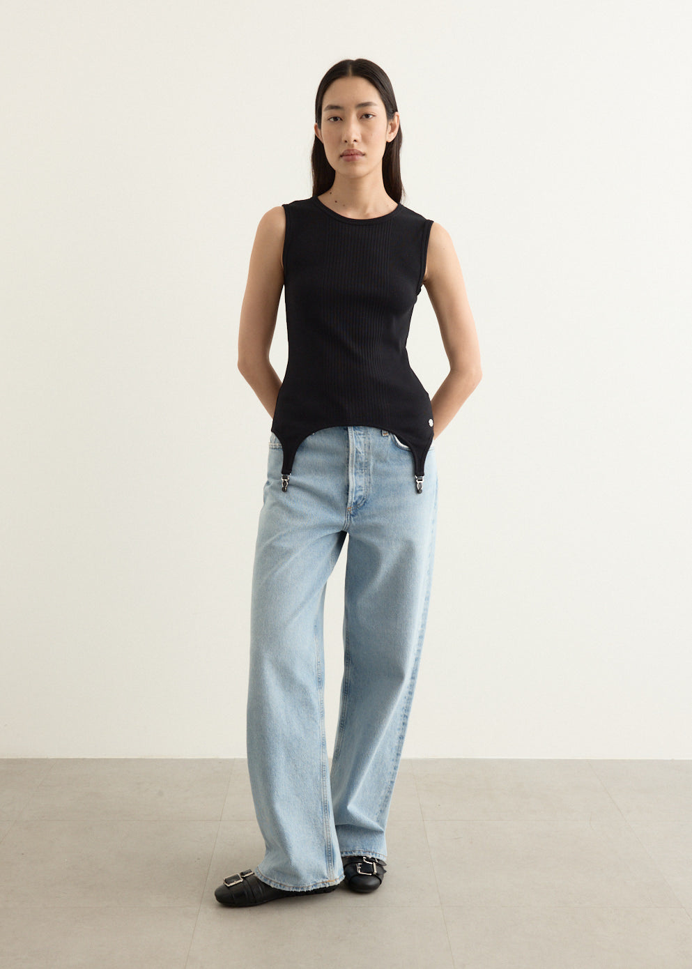 Cotton Ribbed Garter Tank Top