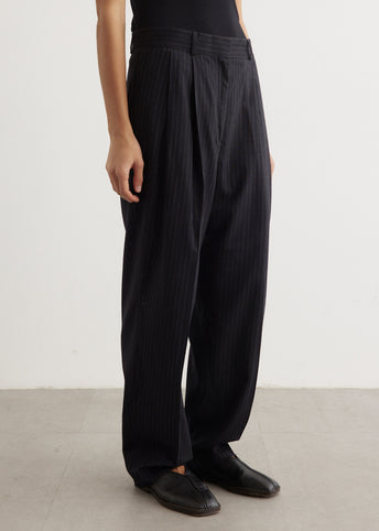 Double-Pleated Tailored Pinstripe Trousers