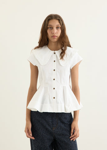 Stretch Cotton Peter Pan Collar Shirt