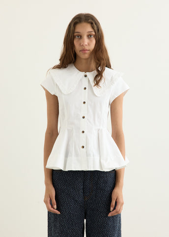 Stretch Cotton Peter Pan Collar Shirt