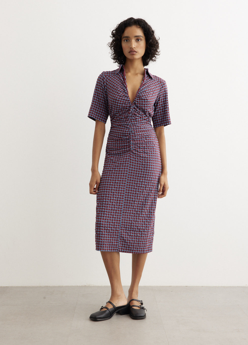 Stretch Seersucker Fitted Dress