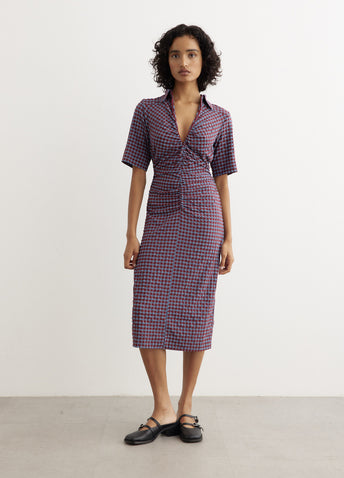 Stretch Seersucker Fitted Dress