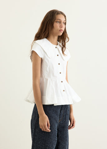 Stretch Cotton Peter Pan Collar Shirt