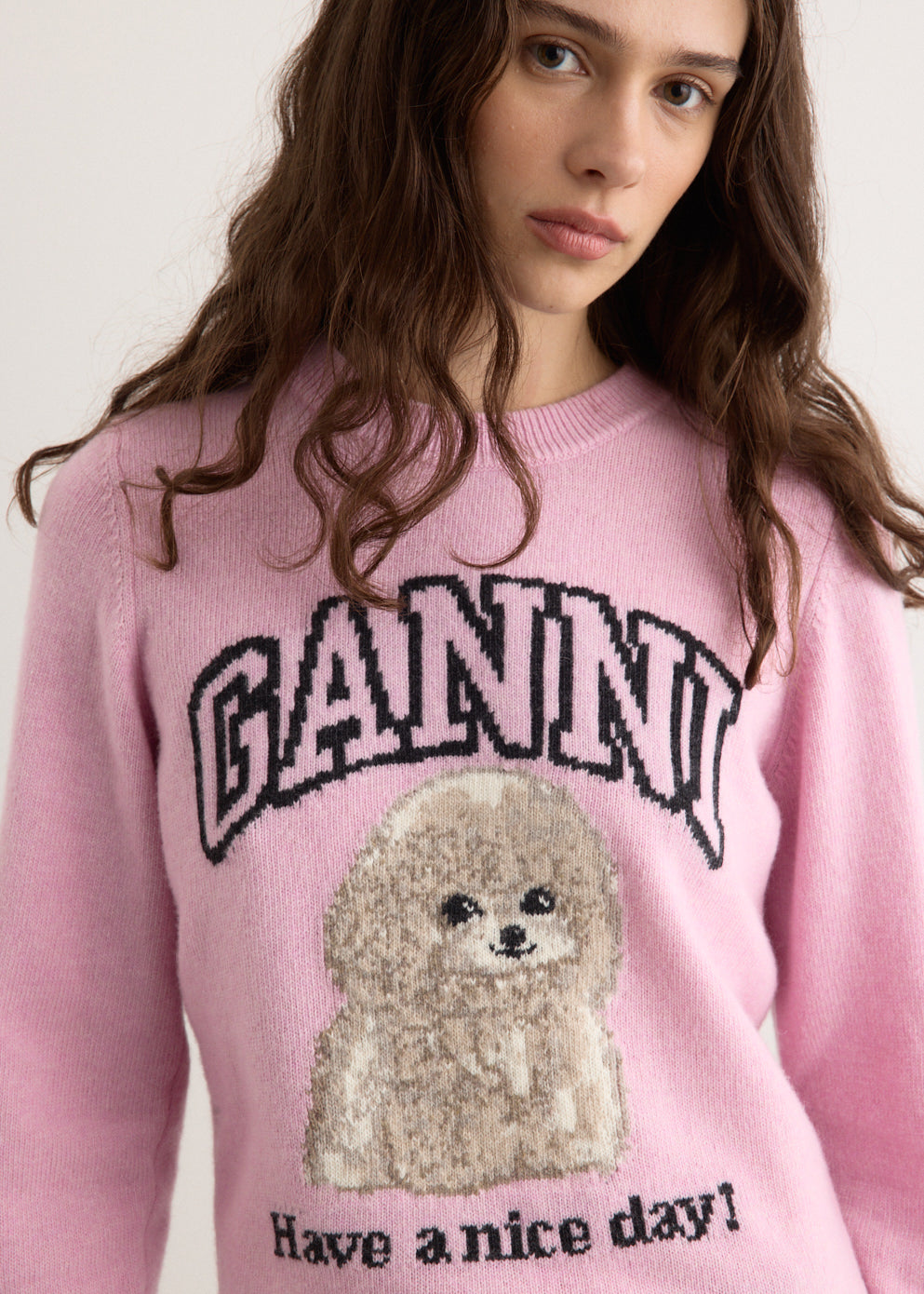 Graphic Wool Mix Poodle Crewneck