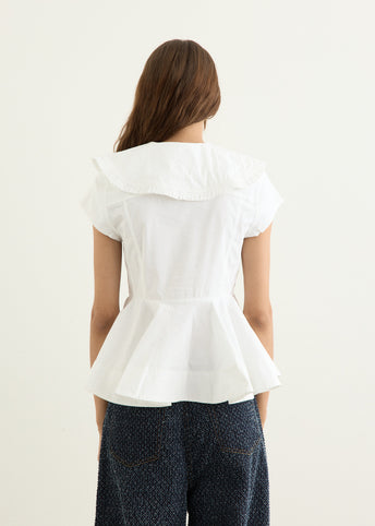 Stretch Cotton Peter Pan Collar Shirt