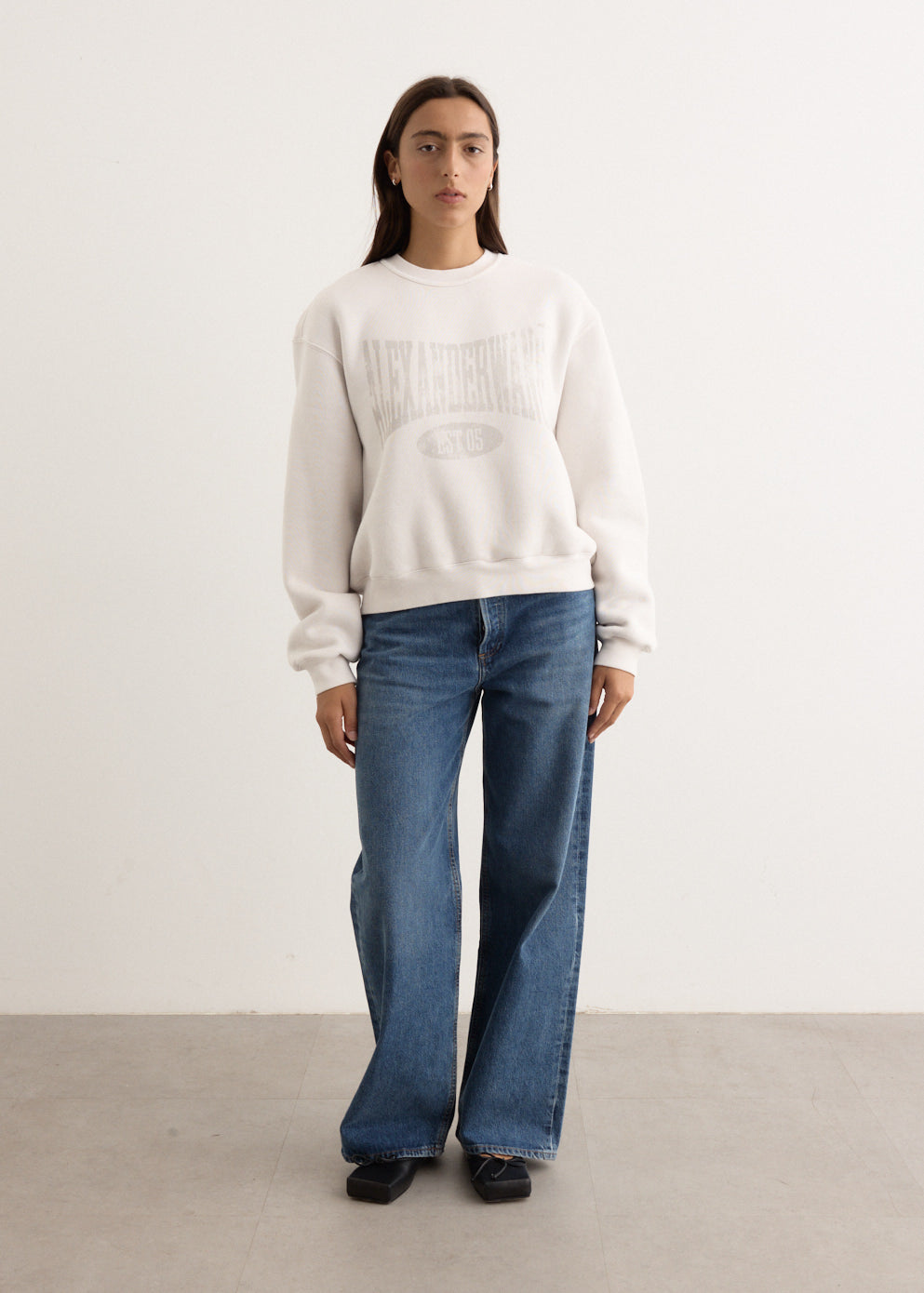 その他 Alexander Wang GRAPHIC CREW NECK FLEECE (4CC2251539 020A) Alexander Wang Graphic Crewneck Sweatshirt Faded Black