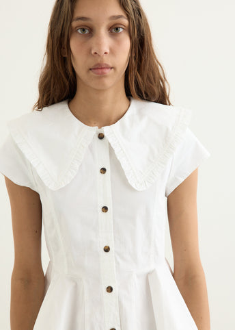 Stretch Cotton Peter Pan Collar Shirt
