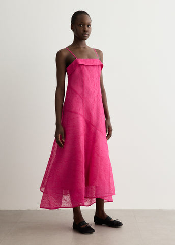 Shibori Organza Long Asymmetric Dress