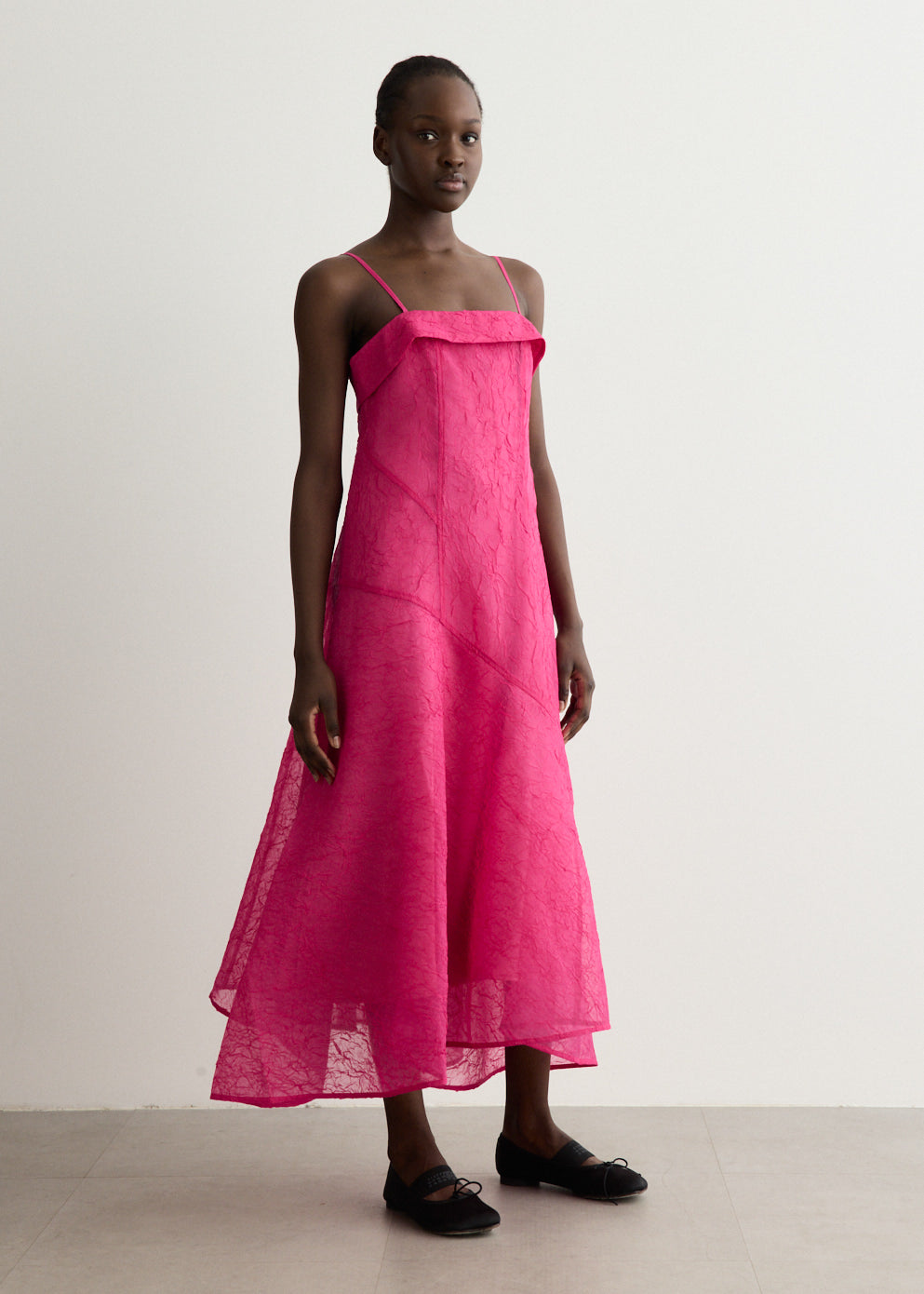 Shibori Organza Long Asymmetric Dress