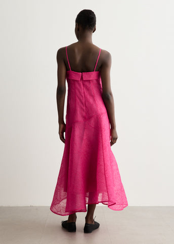 Shibori Organza Long Asymmetric Dress