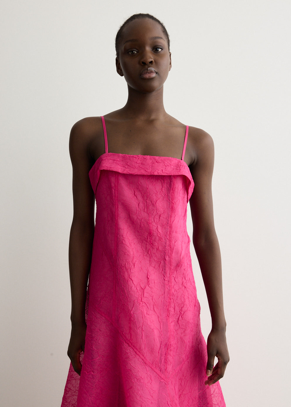 Shibori Organza Long Asymmetric Dress