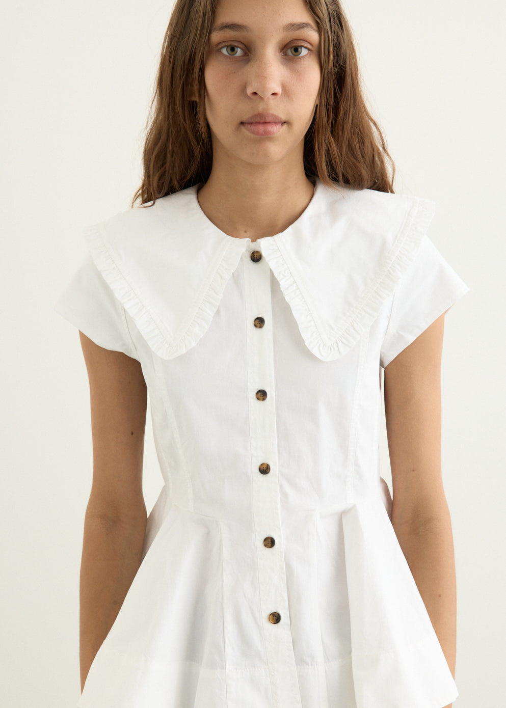 Stretch Cotton Peter Pan Collar Shirt