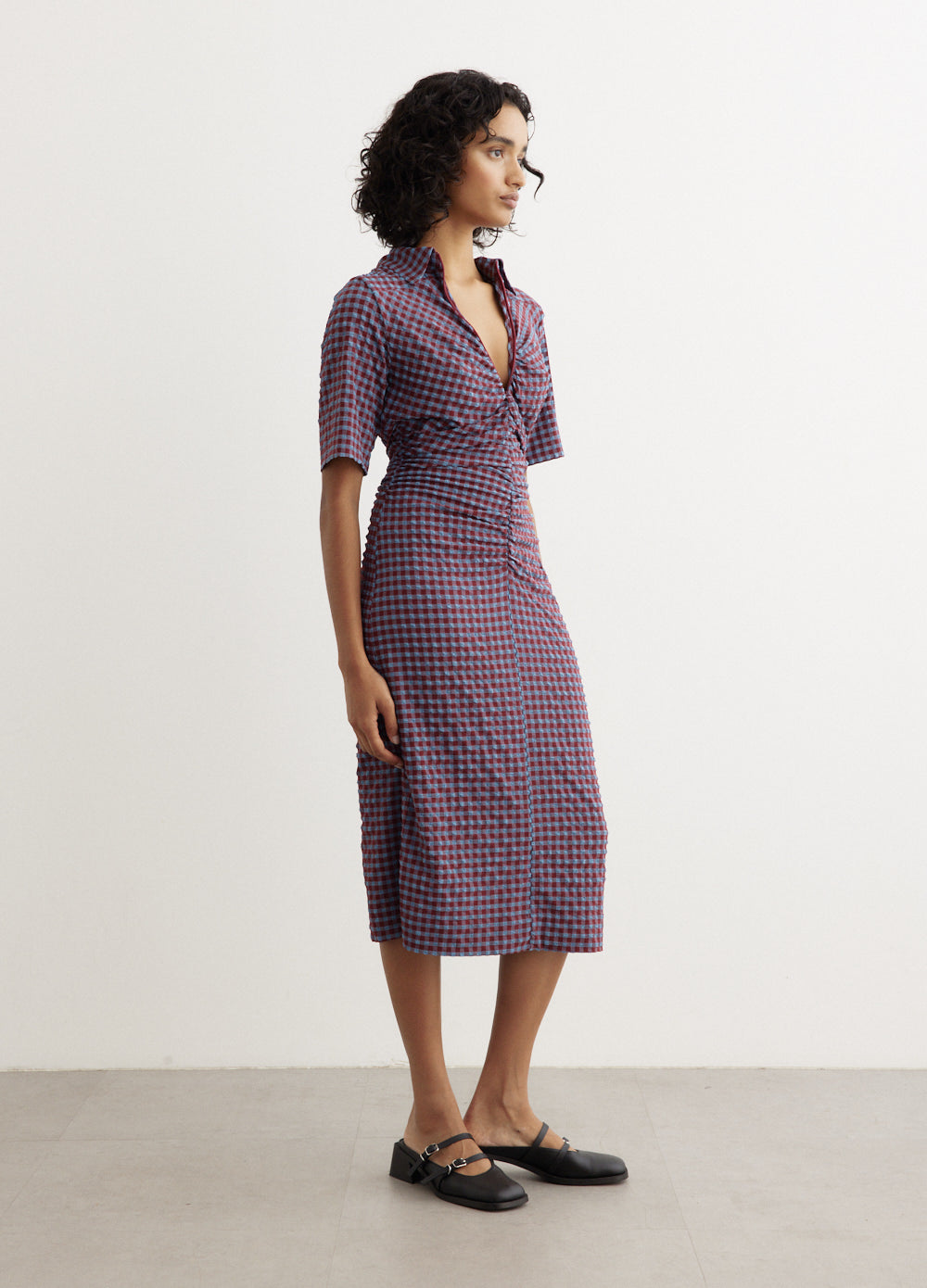 Stretch Seersucker Fitted Dress