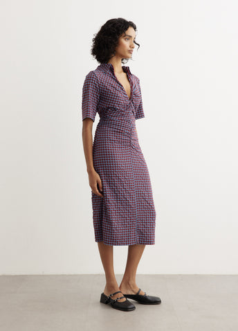 Stretch Seersucker Fitted Dress