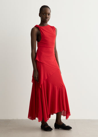 Marl Mesh Draped Knot Detailing Long Dress