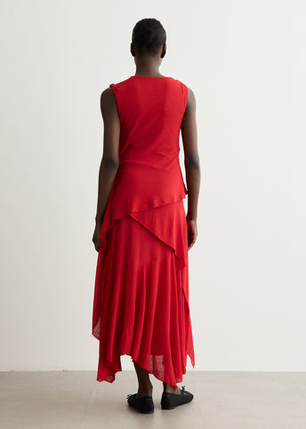 Marl Mesh Draped Knot Detailing Long Dress