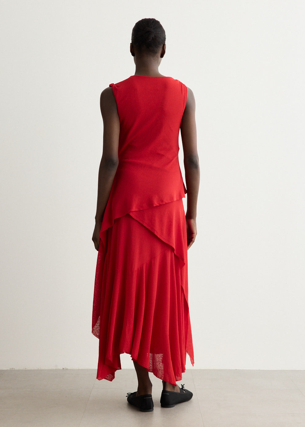 Marl Mesh Draped Knot Detailing Long Dress