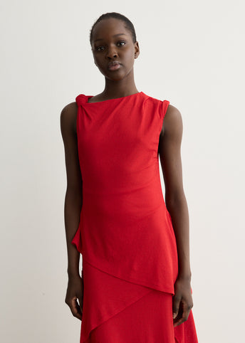 Marl Mesh Draped Knot Detailing Long Dress