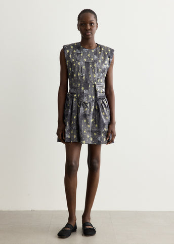 Printed Double Satin Corset Mini Dress