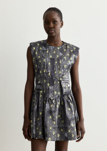 Printed Double Satin Corset Mini Dress