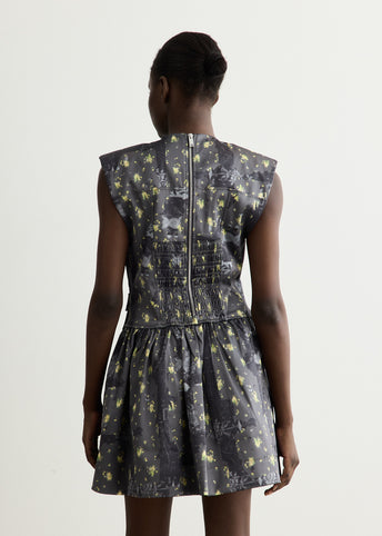 Printed Double Satin Corset Mini Dress