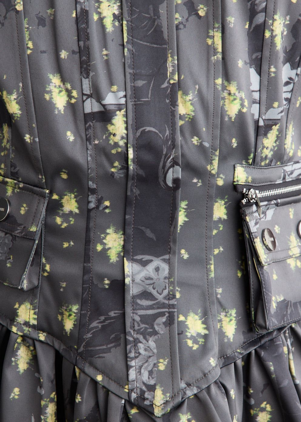 Printed Double Satin Corset Mini Dress
