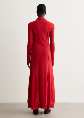 Marl Mesh Long Sleeve Maxi Tie Dress