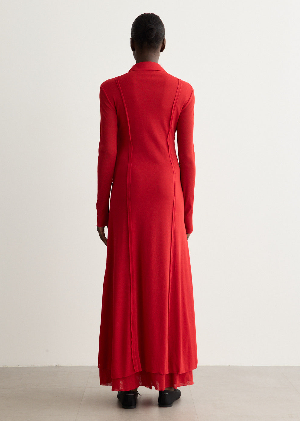 Marl Mesh Long Sleeve Maxi Tie Dress